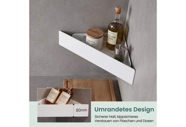 Mai & Mai Duschablage Zum Bohren Oder Kleben, Duschregal Badablage Ecke, Badezimmerablage Zur Wandmontage Für Bad Und Küche, Sandweiß Reglo-07