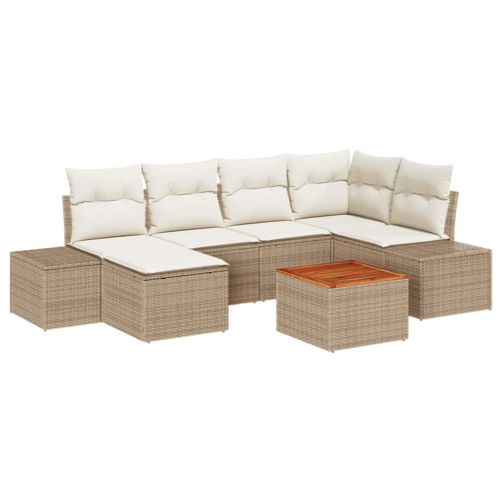 Maison Exclusive - Garten-sofa-set 7 Stk. Beige Und Weiß