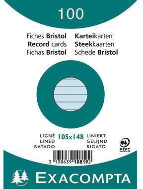 Exacompta Karteikarte 10819se Din A6 Liniert Blau 100 St./pack.