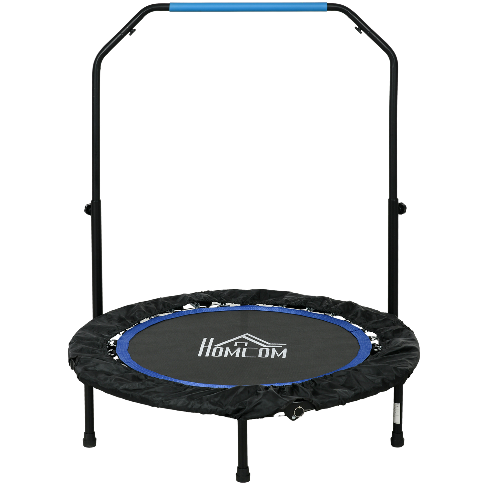 Mini-fitness-trampolin Ø102 Cm, Faltbar Mit Höhenverstellbarem Haltegriff, Blau