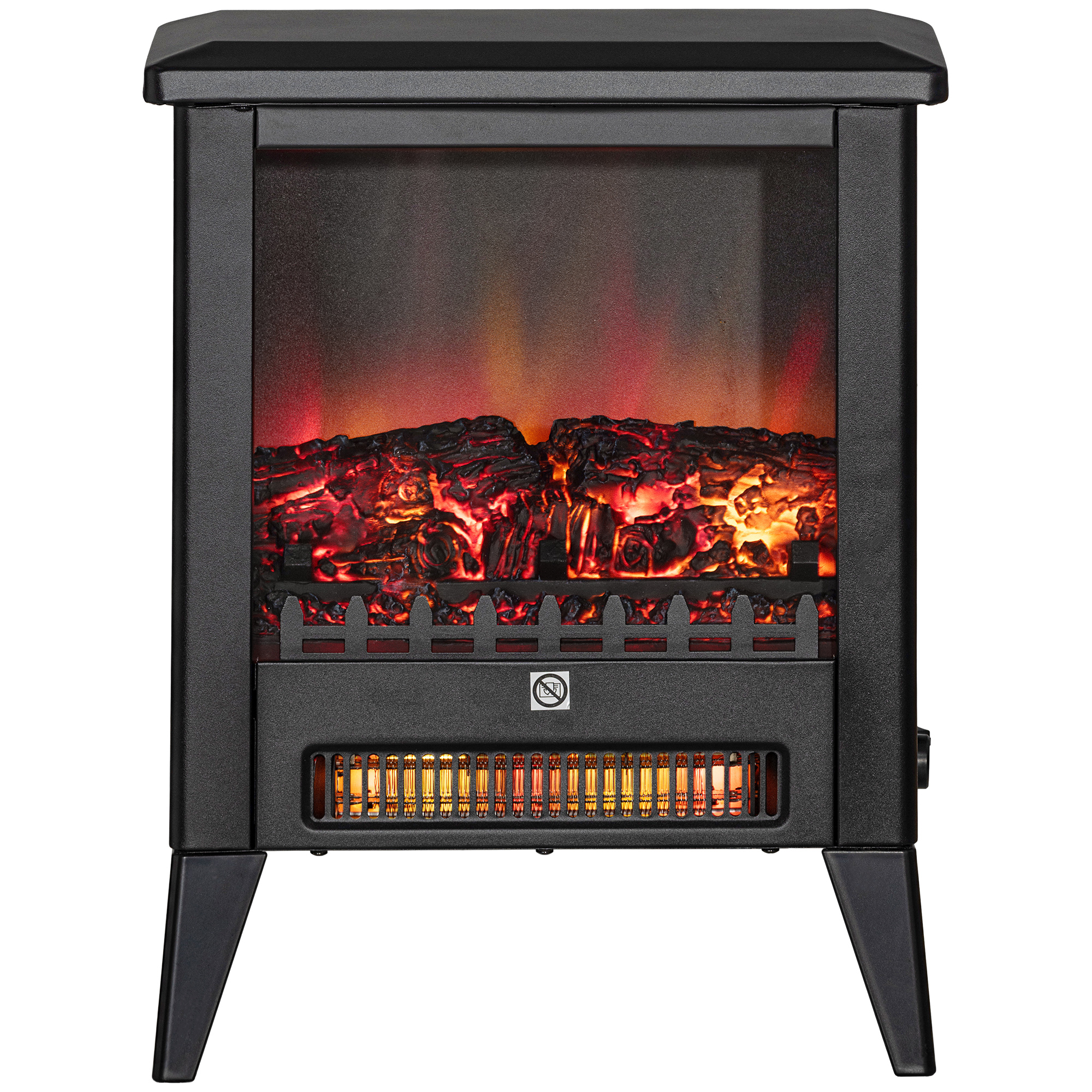 Elektrischer Kamin (1800 W), 3-stufiger Flammeneffekt, Metall Und Glas, 36 X 21 X 47 Cm, Schwarz