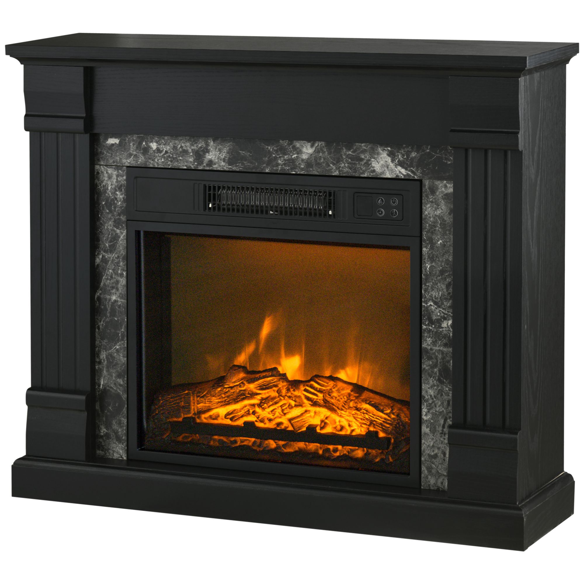 Elektrischer Standkamin Mit Timer, Einstellbarer Flamme Und Temperatur, 80 X 21,6 X 67,8 Cm, Schwarz