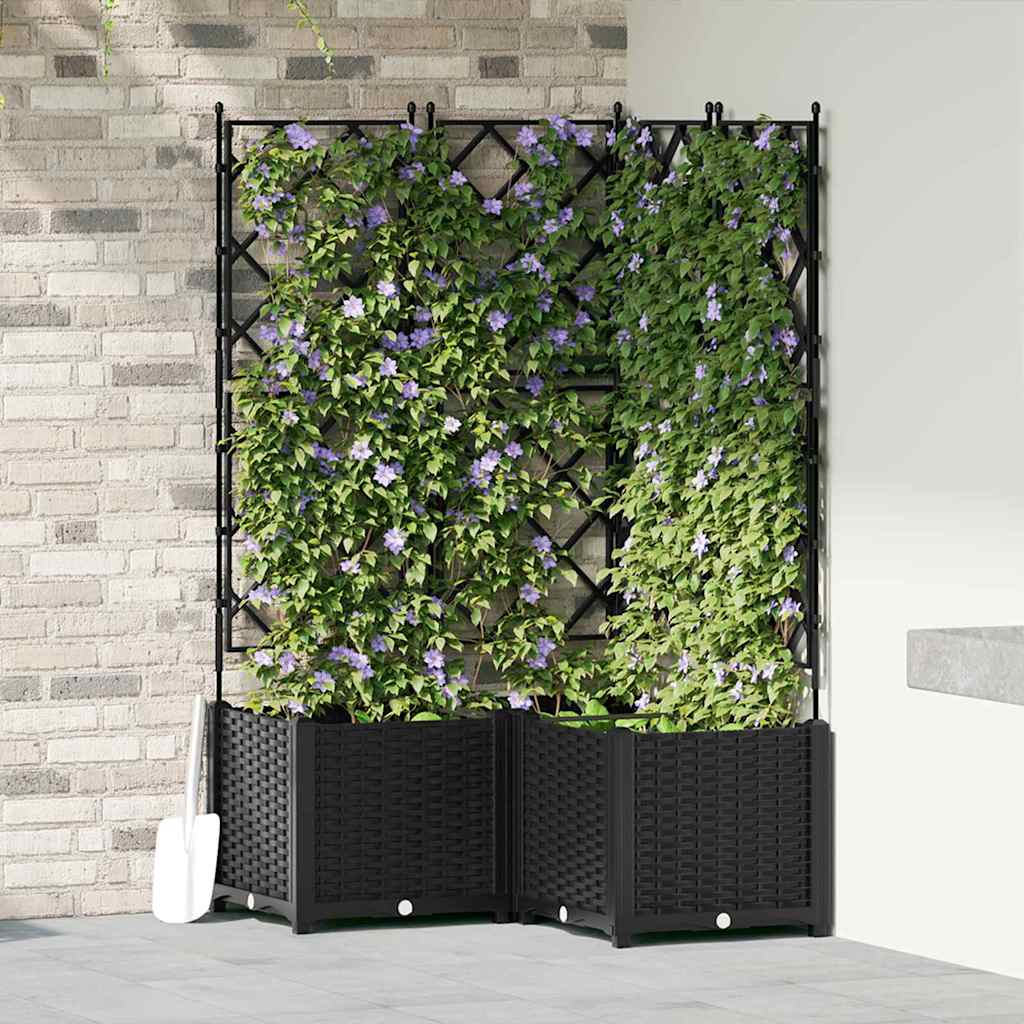 Garten-pflanzgefäß 3 Pcs Schwarz 80 X 80 X 143 Cm Kunststoff