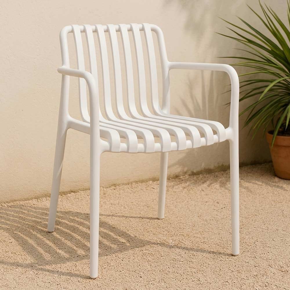 Sedia Iside Da Esterno In Plastica Bianca Comfort Premium Con Braccioli