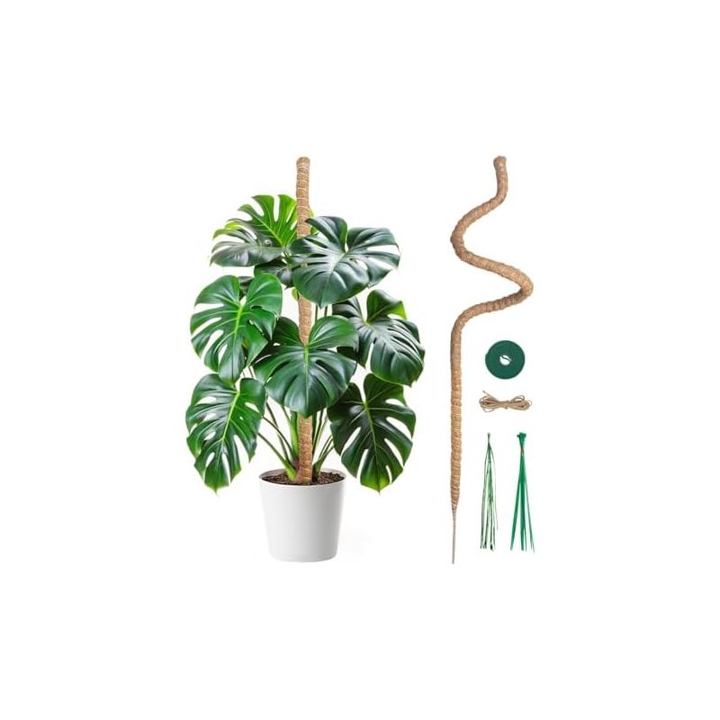 Kletterpflanzenstütze Aus Kokosfaser An Einem 120 Cm Langen Stab, 7 Mm Breite Stütze, Faltbare Rankhilfe Für Monstera/hausgarten – 120 Cm