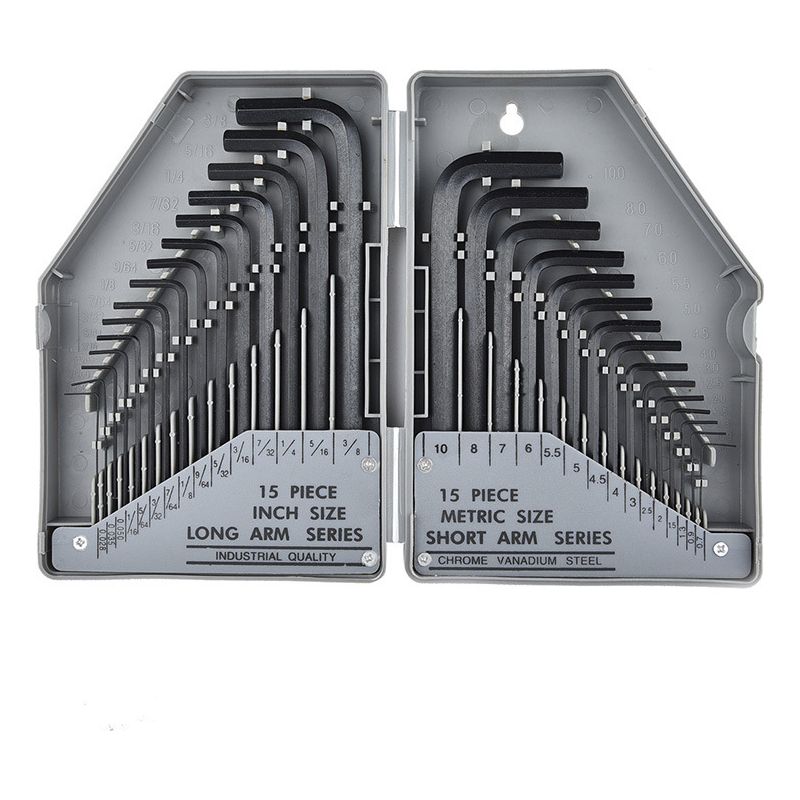 Innensechskantschlüssel-set, 30 Innensechskantschlüssel In Zoll- Und Metrischen Größen Von 0,7 Bis 10 Mm. Professionelle Innensechskantschlüssel (grau).