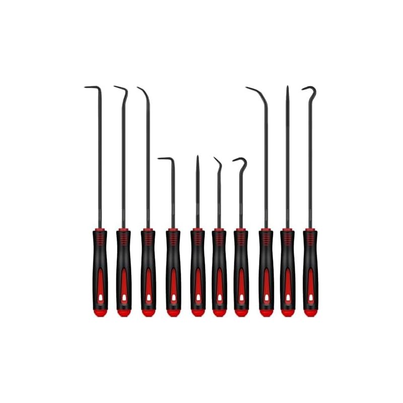 Set Mit 10 Haken Und Ausdrehern Aus Legiertem Stahl, Präzisionswerkzeug Für Kraftfahrzeuge, Zum Entfernen Von Schläuchen Und Öldichtungen (rot/schwarz, 16 Cm + 24 Cm) -