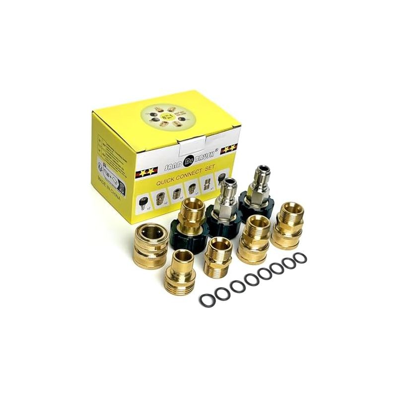 Zubehör Für Hochdruckreiniger, 8-teiliges Schnellkupplungs-schlauchset, Verbindet Kanonenlanze Und Metrische Anschlüsse, M22-14 Mm, M22 3/8"-anschluss 3/4"-schnellkupplung -