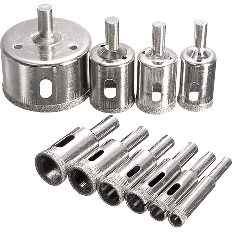 Set Mit 10 Diamant-lochsägenbohrern - 3 Bis 50 Mm - Für Keramik, Glas, Porzellan, Marmor, Granit (3/4/5/6/8/10/12/18/20/22/25/50 Mm)