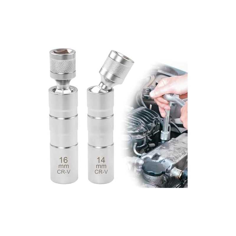 Zündkerzenschlüssel 14 Mm & 16 Mm, 2-teiliger Magnetischer Steckschlüssel, Universeller 12-punkt-zündkerzenschlüssel (3/8 Zoll), Zündkerzenausbauwerkzeug Für Autos Und Motorräder