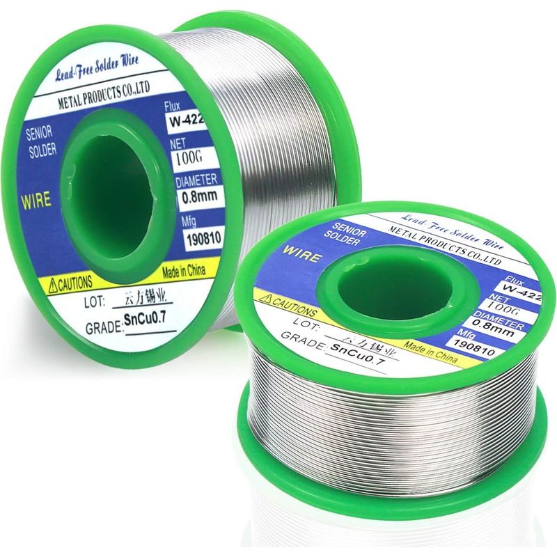 2 Stück 0,8 Mm Bleifreies Lötdraht (200 G), Sn 99,3 Cu 0,7 Lötdraht Mit Kolophoniumkern Für Elektrische Lötarbeiten Und Heimwerkerprojekte.