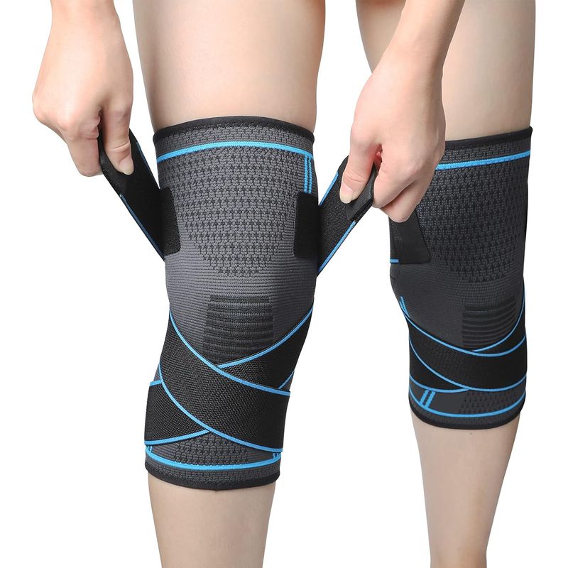 2-teilige Knieorthese, Verstellbare Elastische Knieorthese, Sport-kompressions-knieorthese, Knieorthese Für Patella Und Bänder, Knieorthese Bei Arthrose, Atmungsaktiv Und Unisex (l)