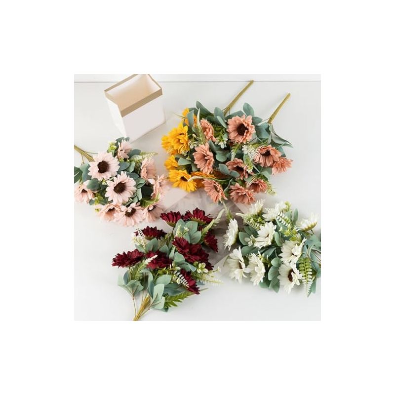 Set Mit 2 Künstlichen Sonnenblumensträußen Mit Je 9 Köpfen, Realistische Seidenblumen, Lange Stiele Für Zuhause, Hochzeiten, Partys Und Gartendekoration -