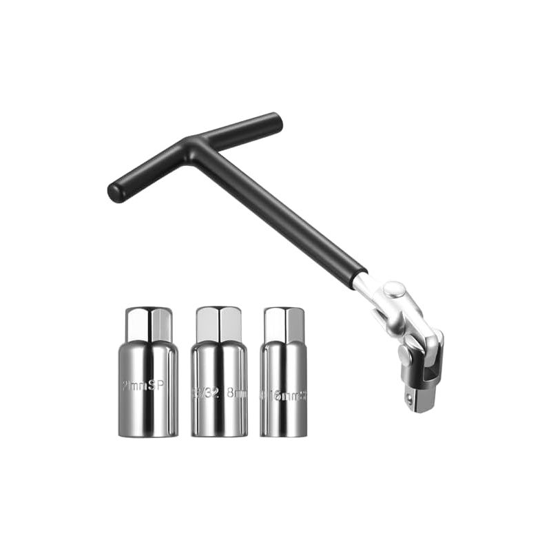 Zündkerzenschlüssel & 3 Zündschlüssel, 16/18/21 Mm Steckschlüssel, Universeller T-förmiger Zündkerzenschlüssel, Flexible Steckschlüssel Für Auto Und Motorrad, Zündkerzenauszieher