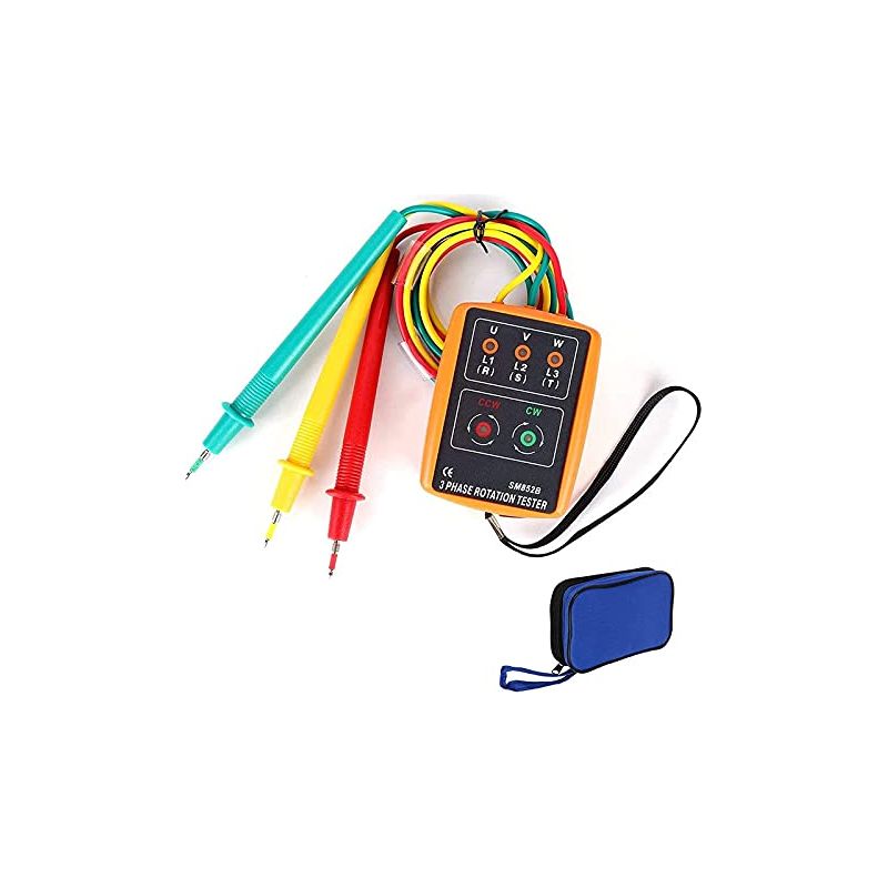 Drehstrom-messgerät Sm-852b, 3-phasig, 60 V/600 V, Ausgestattet Mit Krokodilklemmen, Led-anzeige Und Summer.