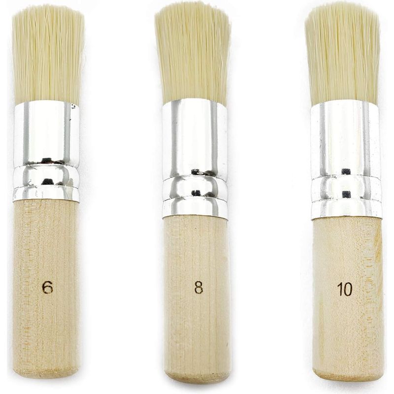 3-teiliges Holzpinselset, Borstenpinsel, Schablonierpinsel, Verwendung Für Ölmalerei, Aquarell, Schablonenprojekte, Wachsen Usw. (13/17/20 Mm)