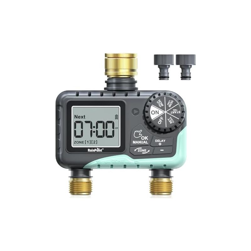 2-wege-bewässerungssteuerung, Ein- Und Auslass Aus Messing, Ip65 Wasserdicht, Automatische Zeitschaltuhr Mit Regen-/manueller Bewässerungsverzögerung, Für Rasen Und Garten - 1-wege