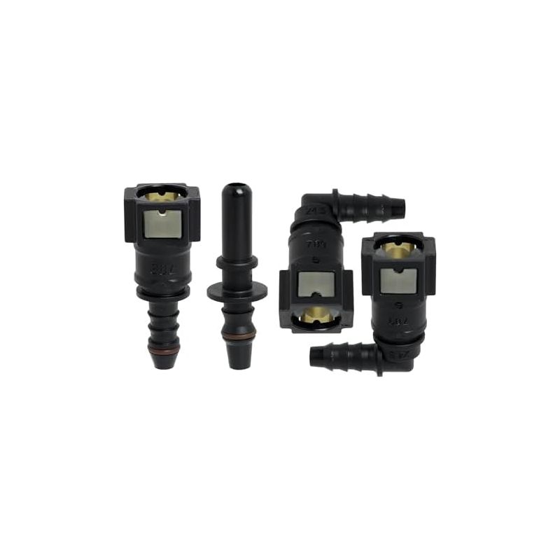 Set Mit 4 Kraftstoffleitungsverbindern, 2 Schnellkupplungen (90°) Und 1 Satz Gerader Verbinder Für Schnellkupplungen Von Kfz-kraftstoffschläuchen, 7,89 Mm Kunststoffverbinder -