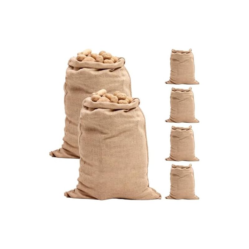 Set Mit 6 Xxl-jutesäcken – 52 X 74 Cm, Tragkraft 35 Kg. Strapazierfähiges Jutematerial Zur Aufbewahrung Von Lebensmitteln.