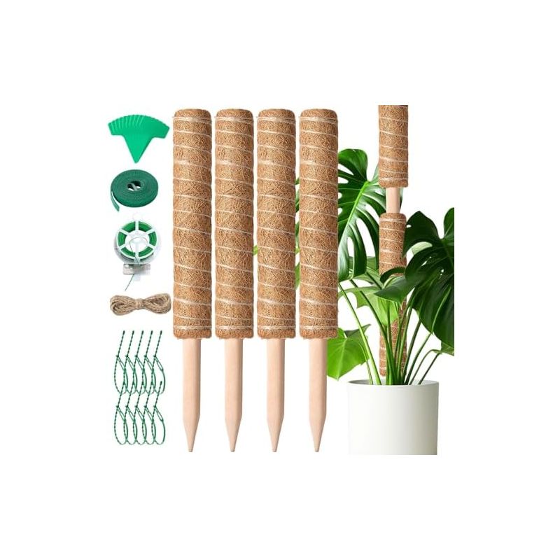 Monstera-stütze, 4 Stück 41 Cm Kokosfaser, Sphagnummoos-verlängerung Bis Zu 120 Cm, Kletterpflanzenstütze Für Monstera, Haus, Garten -