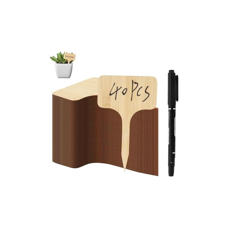 40 Stück Gartenetiketten Für Den Außenbereich, Pflanzenetiketten Aus Holz, T-förmige Gemüsegartenetiketten 6 X 10 Cm Für Pflanzen, Gemüsegärten, Setzlinge -