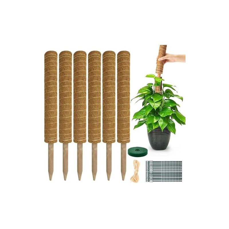 Monstera-pflanzenstütze – Ausziehbare, Gerade 4 Stängel (42 Cm Lang, Bis Zu 133 Cm), Moos, Für Zimmerpflanzen, Kletterpflanzen, Kokosfaser, 6er-pack