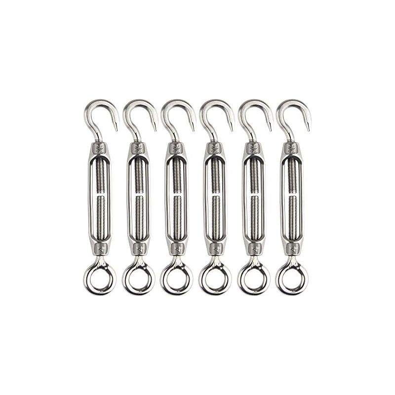 6-teiliges Set Verstellbarer Spannschlösser Mit Haken Und Öse Aus Edelstahl M4, Hochbelastbar – 6 Stück