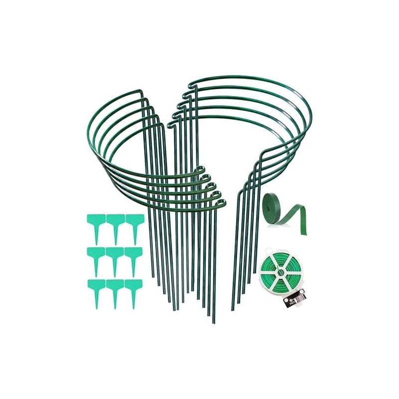 Set Mit 10 Pflanzenstützen, Halbrunde Metall-pflanzenstützen Für Garten, Käfige Und Stützen Für Pfingstrosen, Töpfe, Tomaten, Gemüse, Blumen 25x40cm -