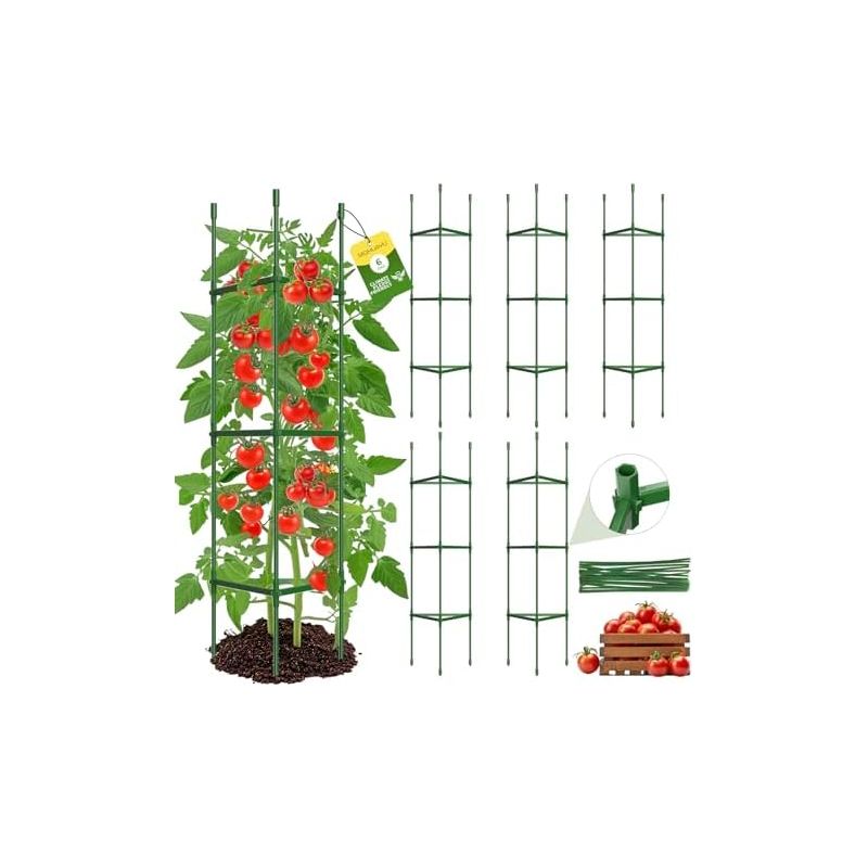 6er-set Tomatenstützen Bis 130 Cm – Stabile Tomatenkäfige Mit Sechskantverbindern, Verstellbare Kirschbaumstäbe Für Gemüsegarten Und Garten, Rosa Kletterpflanzenstützen