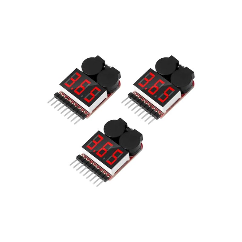 1-8s Lipo-akkutester Mit Monitor, Lithium-niedrigspannungsalarm, Füllstandsanzeige Mit Led Für Lipo/life/limn/li-ionen-akkus (3 Stück)