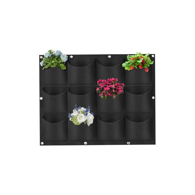 Wandmontierter Pflanzbeutel, 12 Taschen, 80 X 60 Cm, Hängender Pflanztopf Für Den Außenbereich, Vertikaler Filz