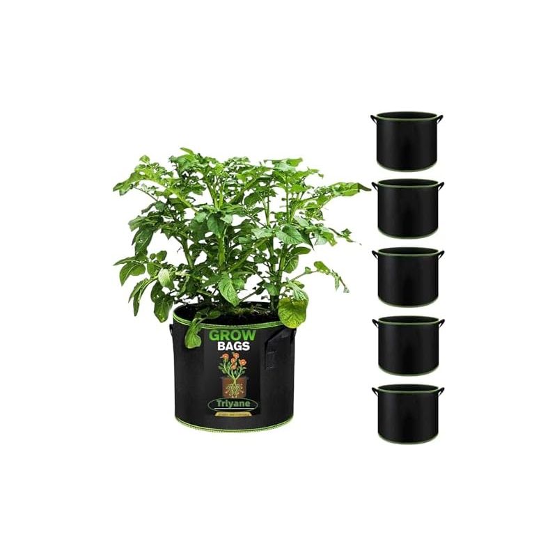 6er-set Pflanzsäcke, 40 L, Ø 40 Cm, Höhe 30 Cm, Vlies-pflanzsäcke Für Blumentöpfe Und Garten, Mit Griffen, Gurten Und Belüftung. Stofftöpfe, 10 Gallonen (40 L).