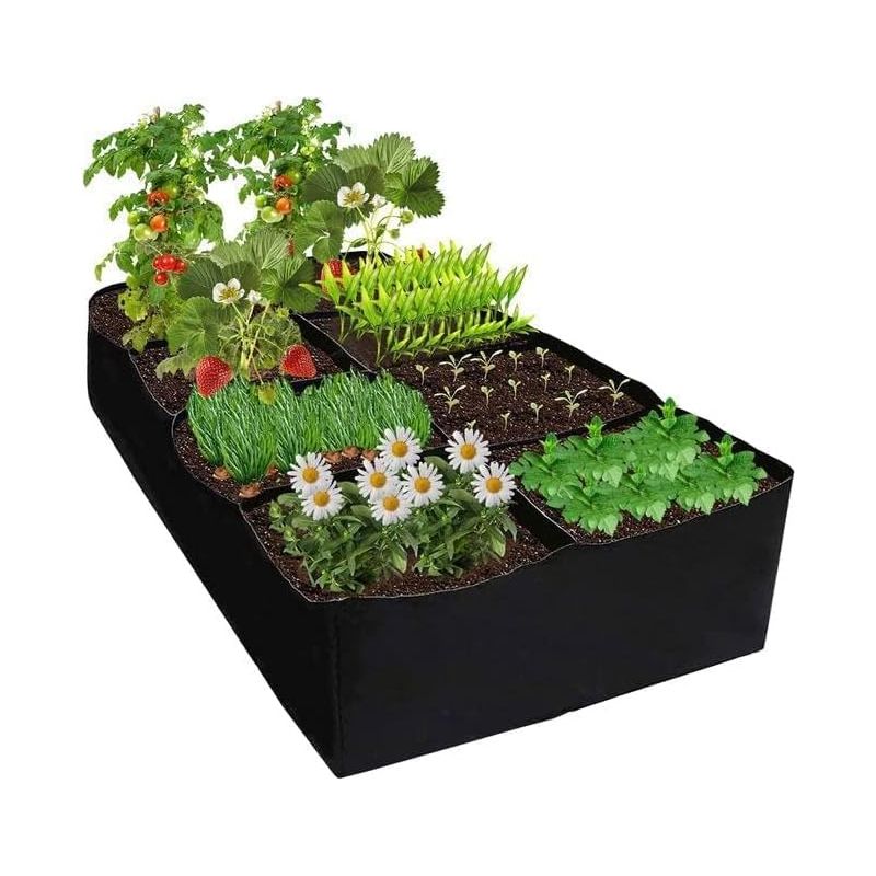 Pflanzsäcke Aus Vliesstoff, Indoor-gemüsegarten Mit 8 Unterteilten Fächern, Atmungsaktiv, Rechteckig-quadratisch Für Kartoffeln, Tomaten, Gemüse Und Obst, 128 Gallonen (ca. 485 Liter)