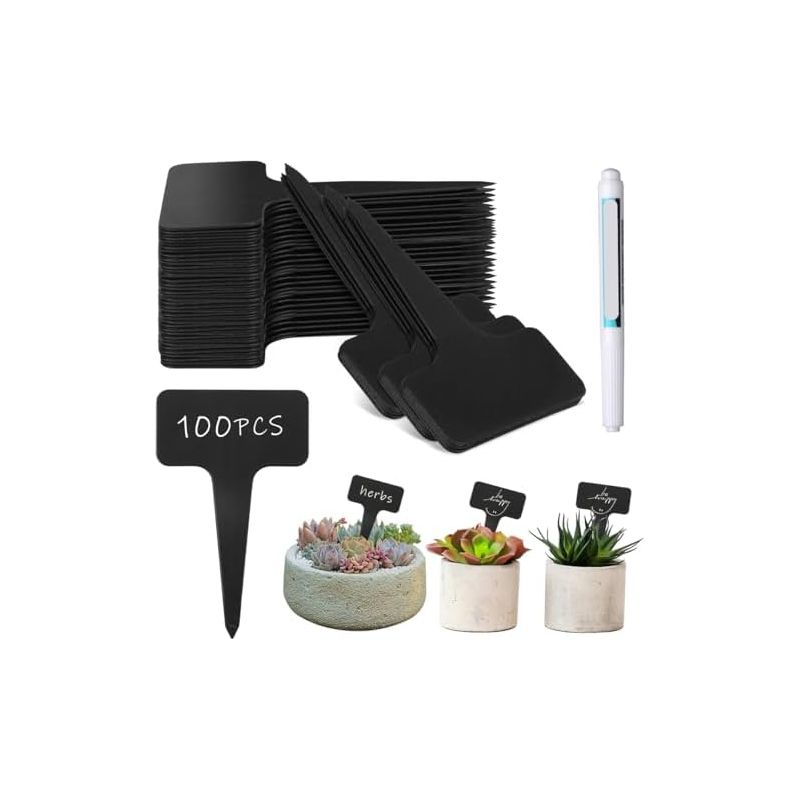 100 Stück T-förmige Kunststoffetiketten, 10×6 Cm Wasserfeste Pflanzenetiketten, Garten-t-förmige, Wiederverwendbare Pflanzenetiketten Für Blumen, Gemüse, Saatgut Und Baumschulen -
