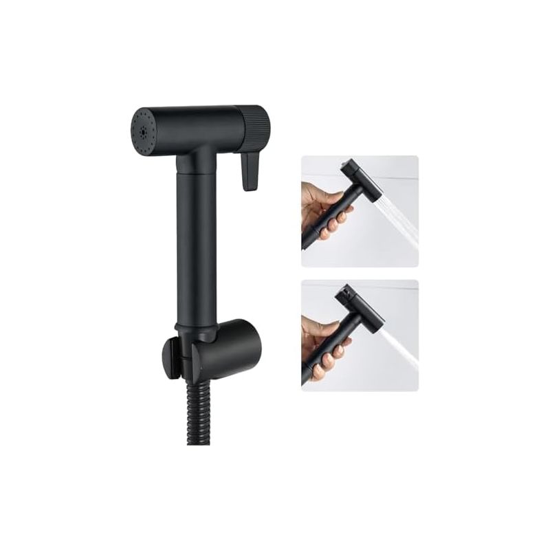 Komplettes Bidet-set Aus Schwarzem Messing Mit Doppelfunktions-sprühkopf, 1,2 M Langem Duschschlauch Und Halterung.