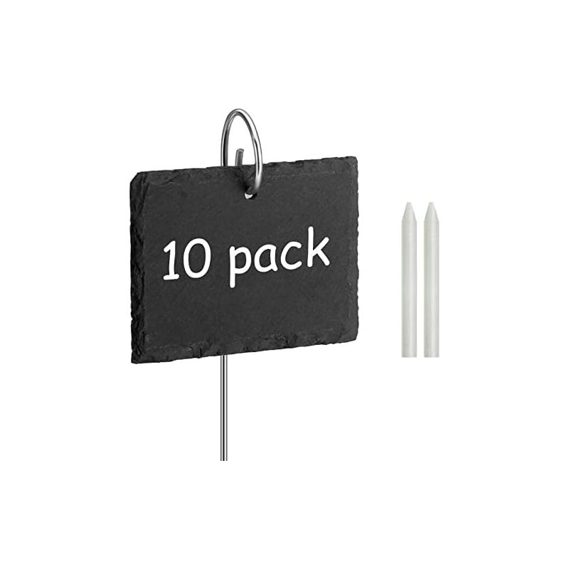 Set Mit 10 Schiefer-pflanzschildern – Wetterfest, Wiederverwendbar, Mit Metallstab