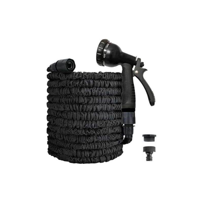 7,5 M Gartenschlauch, Dehnbarer, Flexibler Schlauch Für Gartenbewässerung, Haus, Rasen Und Auto Mit 8 Funktionen, Professionelles Schwarzes Modell, 7,5 M