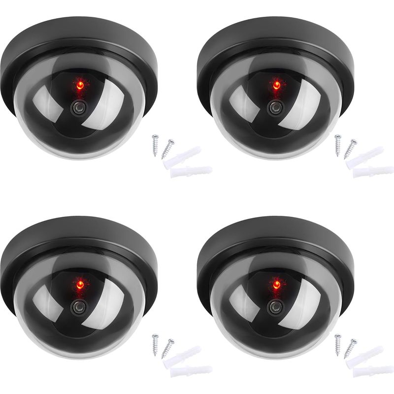 Attrappen Von Überwachungskameras, Gefälschte Sicherheitskuppelkameras Mit Blinkendem Led-licht Für Unternehmen, Geschäfte, Privathaushalte, Innen- Und Außenbereich, Attrappen Von Kameras, Gefälschte