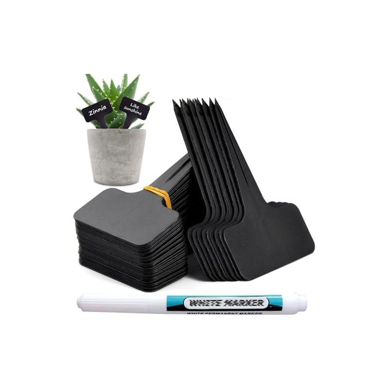 100 Stück Gartenetiketten Für Den Außenbereich, T-förmige Pflanzenstecker Aus Kunststoff Für Gemüsegärten Mit Wasserfestem Stift, Wiederverwendbare Etiketten Und Pflanzenzubehör (schwarz)