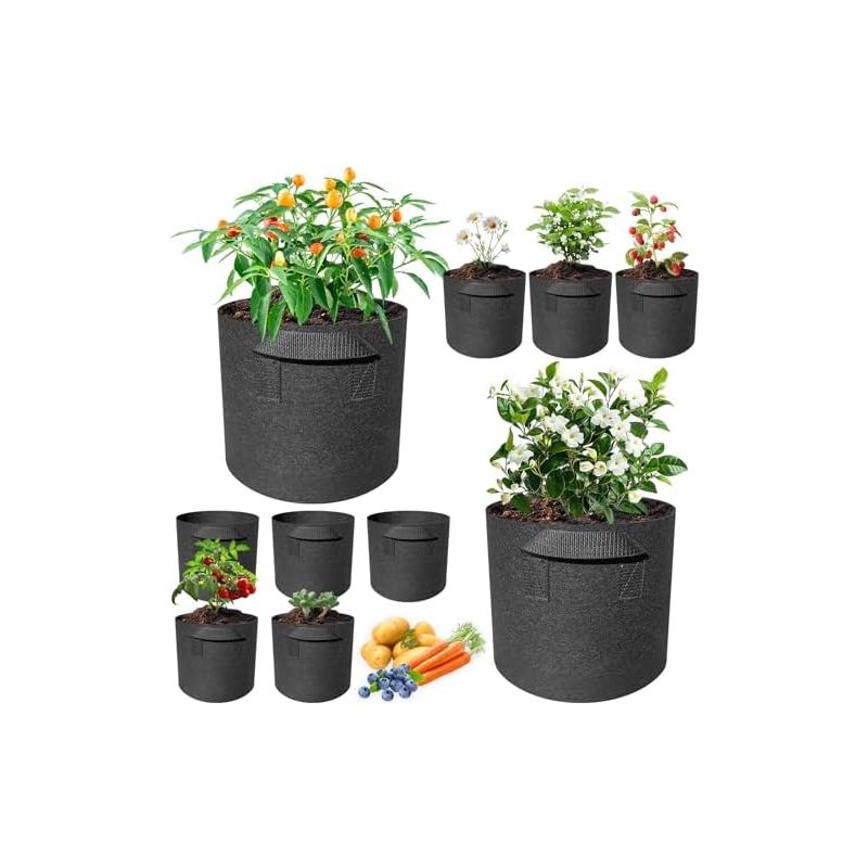 10-gallonen-pflanzsäcke Aus Vliesstoff Mit Griffen, Atmungsaktive, Wiederverwendbare Pflanzsäcke Für Garten, Balkon Und Terrasse, Stoff-pflanztöpfe Für Blumen, Kartoffeln, Tomaten, Gemüse, Erdbeeren -