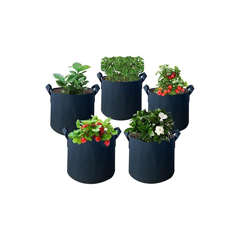 Set Mit 5 Pflanzsäcken Aus Vliesstoff, 3 Gallonen / 7-10 Für Blumen, Kartoffeln, Tomaten, Gemüse - Gallonen 11l