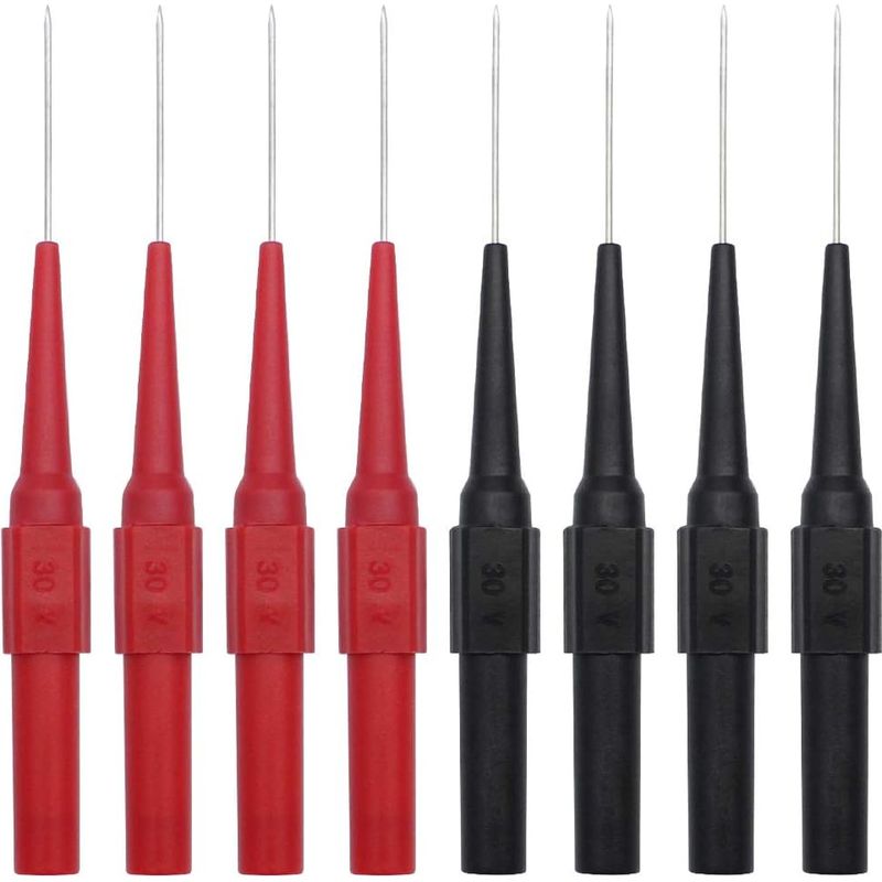 8-teiliges Multimeter-prüfspitzenset Mit 0,7 X 20 Mm Edelstahl-spitzen-isolationsdurchdringungsnadeln Für Multimeter, Labore, Elektriker Und Fachleute – Schwarz Und Rot