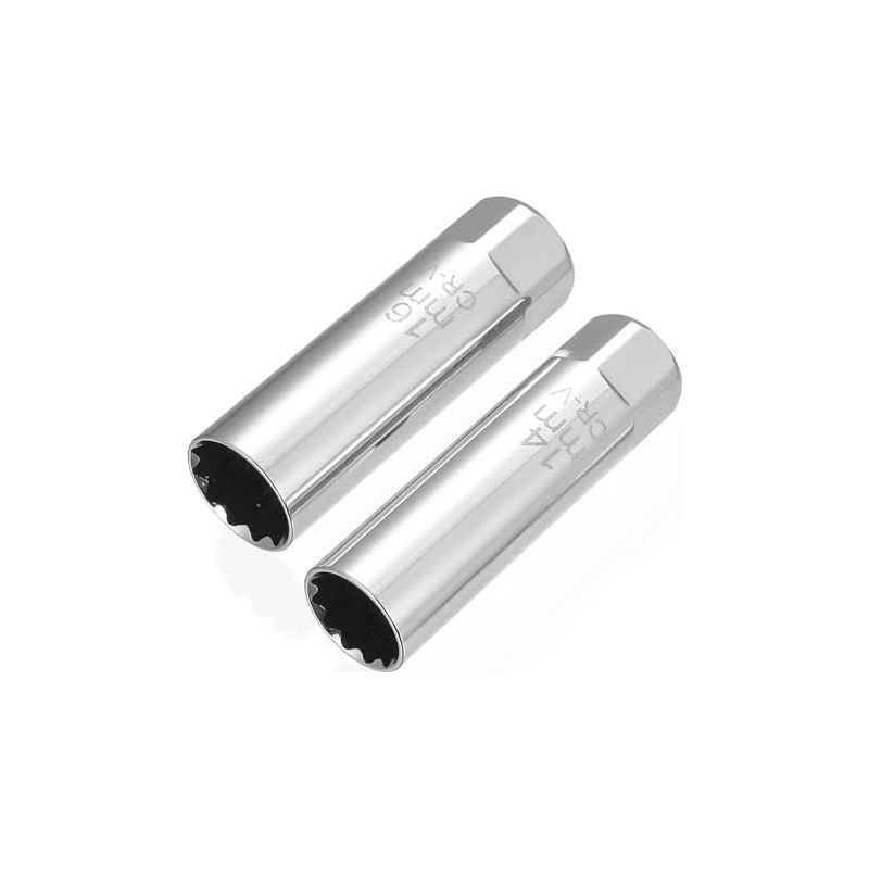 2 Stück Zündkerzensteckschlüssel 16 Mm 14 Mm, 3/8"-antrieb 12-punkt-zündkerze, Flexible Steckschlüssel Mit Klemmclip Für Auto- Und Motorradzündkerzen -