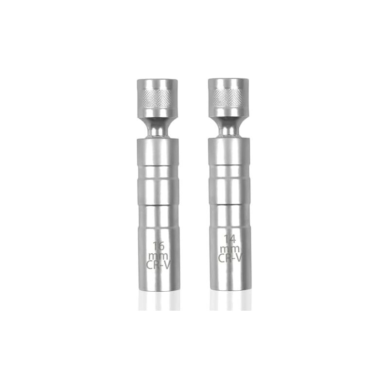 2-teiliges Universal-zündkerzensteckschlüssel-set, 14-mm- Und 16-mm-zündkerzenausdreher Mit Dünner Wandung, 3/8-zoll-zündkerzenausdreher, 12-winkel-magnetschlüssel Für Kfz-reparaturen