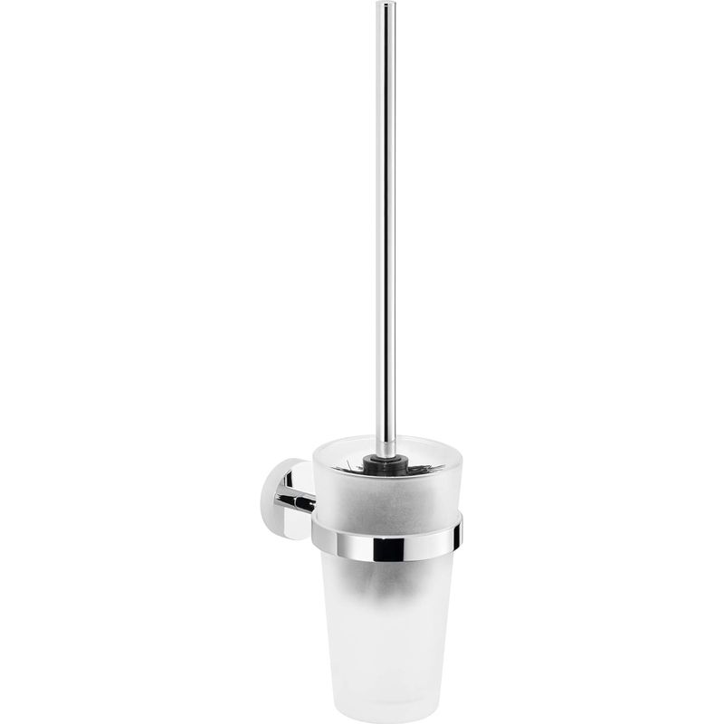 1 Selbstklebendes Wc-bürstenset, Verchromtes Metall, Sockel Aus Mattiertem Glas, Kein Bohren Erforderlich, Für Badezimmer