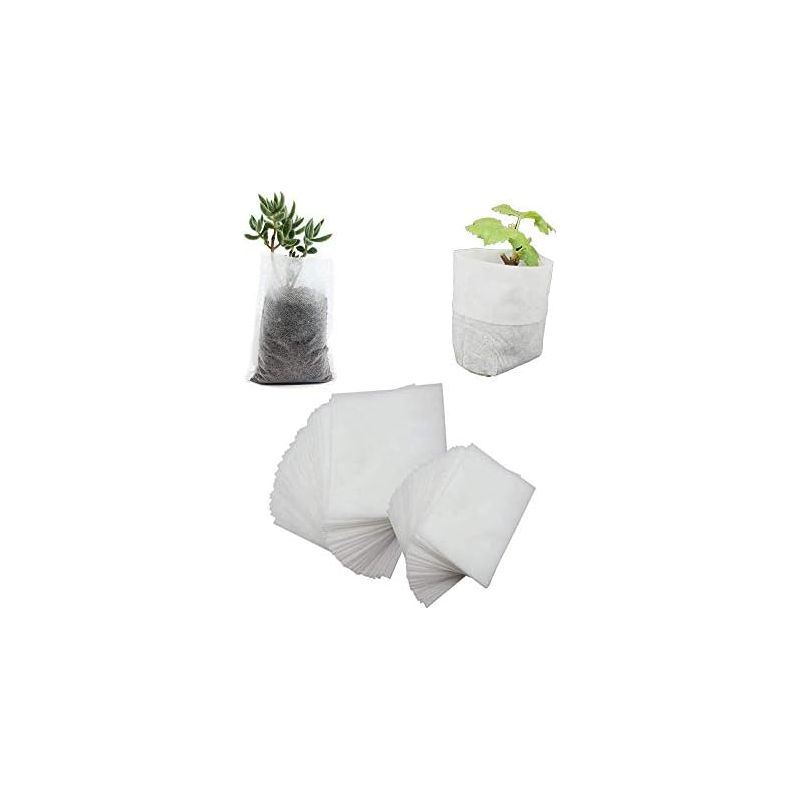 500 Stück Biologisch Abbaubare Vlies-pflanzsäcke – Stoff Für Setzlinge Und Zum Anbau Von Tomaten, Blumen Und Mehr, Weiß, 8 X 10 Cm