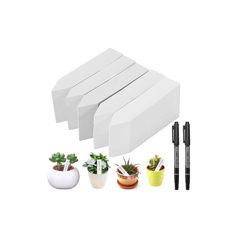 500 Stück Pflanzenetiketten Aus Kunststoff, 10 X 2 Cm, Weiße Pflanzenetiketten, Gartenetiketten Für Den Außenbereich, Wasserfest Und Wiederverwendbar, Mit 2 Schwarzen Markern, Für Pflanzen Und Blumen
