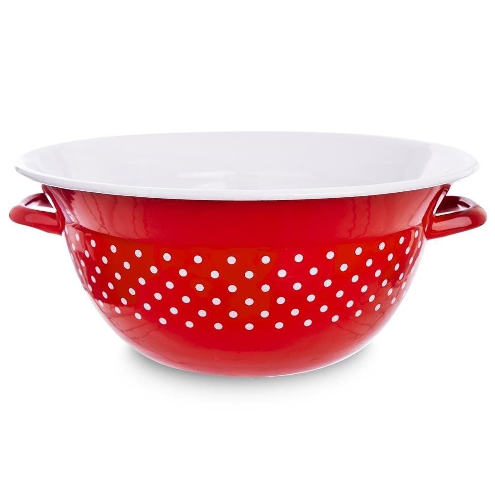Rote, Emaillierte Schüssel Mit Punkten, Küchensalatschüssel, 26 Cm, 2,5 L