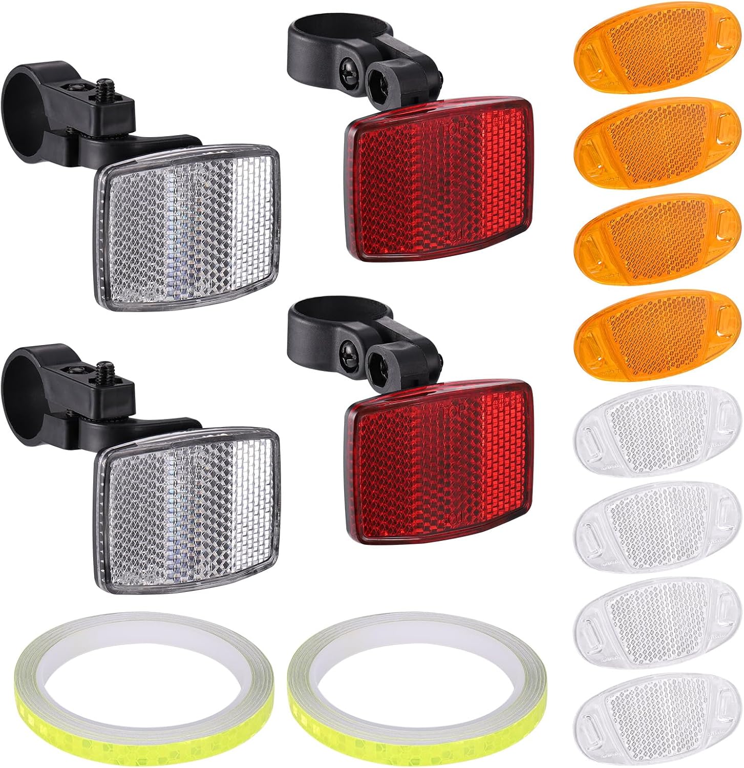 14-teilige Fahrradreflektoren, Fahrradreflektoren Vorne/hinten, Hochreflektierende Fahrradreflektoren, Universelles Zubehör Für Mountainbikes, Kinderfahrräder (weiß, Rot, Orange)