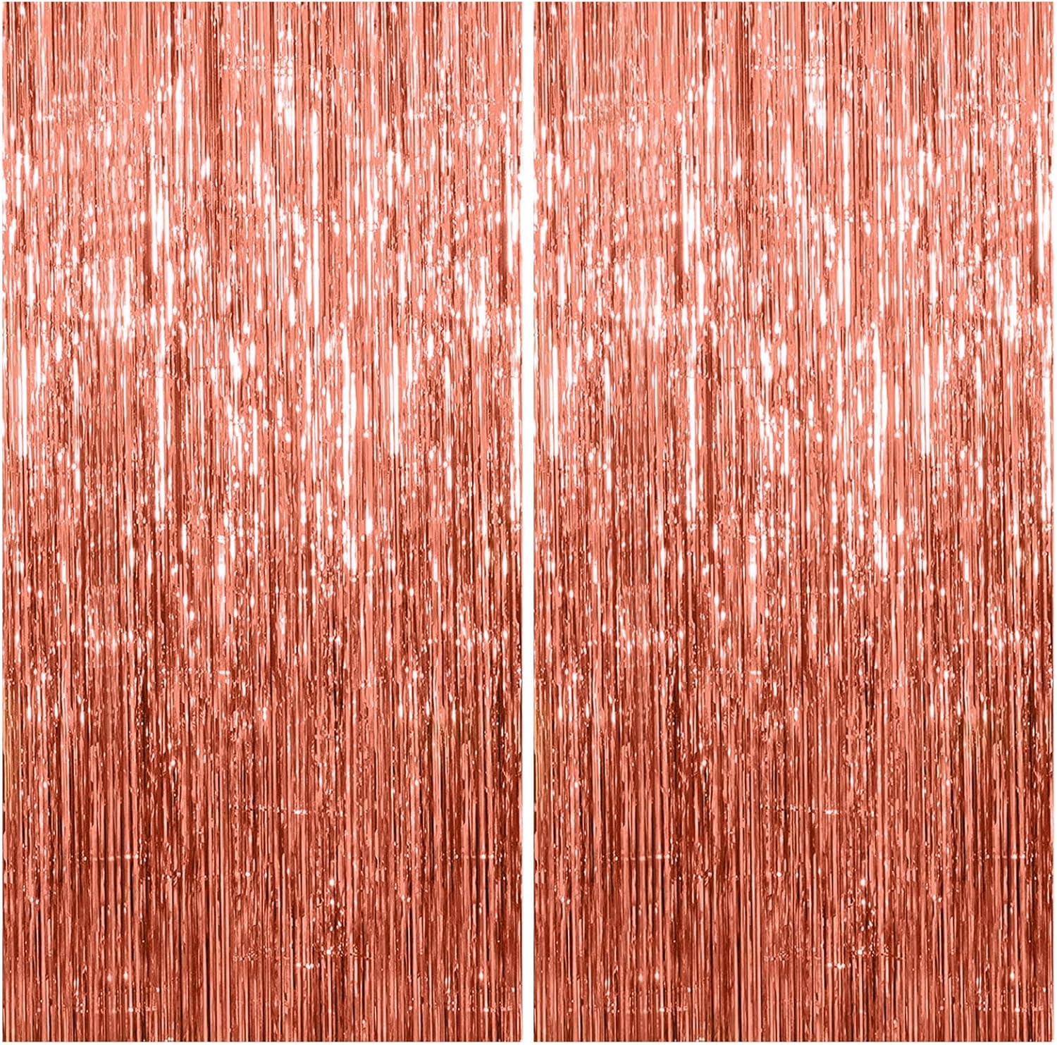 2 Roségold Glänzende Metallische Lametta-vorhänge (1×2m), Glitzerfolien-dekoration Für Silvester, Hochzeitsfeier, Geburtstagsdekoration, Folien-fransenvorhänge